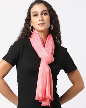 matchitt Women Checked Scarf with Fringed Hem-picture-43
