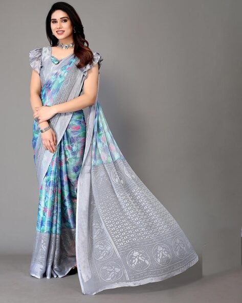 Buy Sky Blue Sarees for Women by Winza Designer Online | Ajio.com