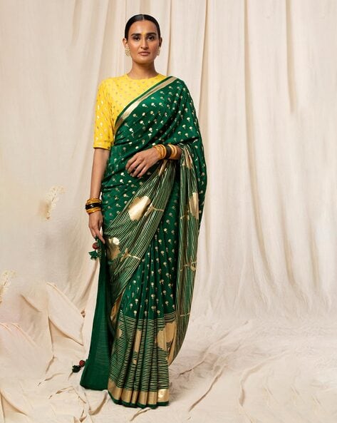 Masaba Women's Chanderi Saree With Blouse Piece (MAW20513_1_Pink) :  Amazon.in: Fashion