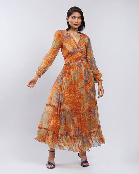 lili tanana printed maxi dress Allsaints Lili Tanana Mixed-Print Recycled-Polyester Maxi Dress - Black/Pink