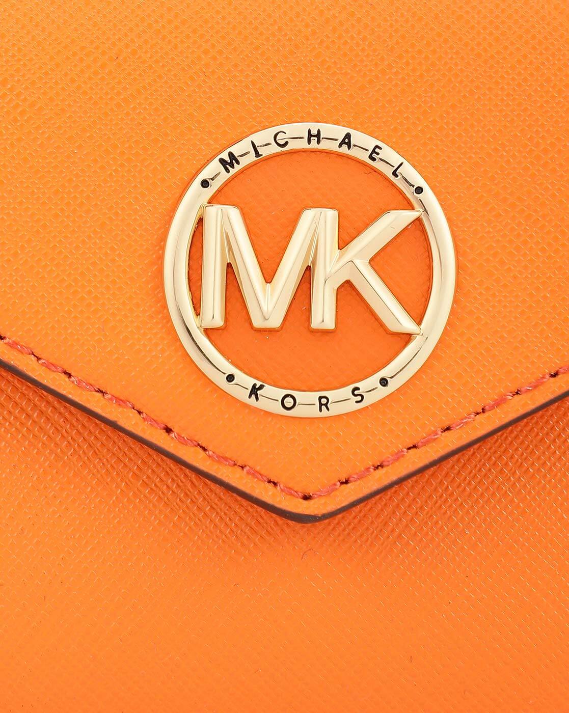 Michael Kors Carmen Medium Flap Bifold Wallet Grapefruit Embossed