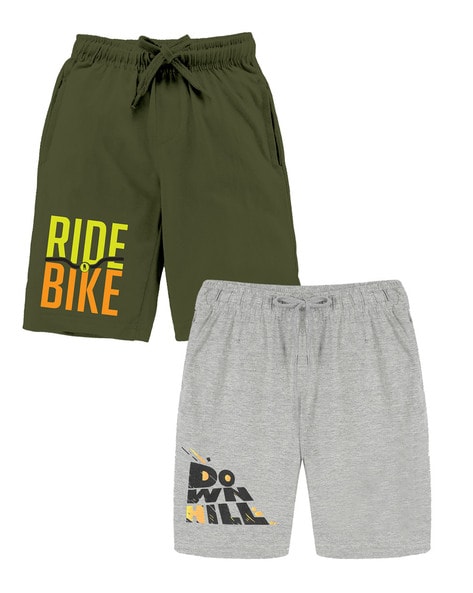 Buy Green Grey Shorts 3 4ths for Boys by Kiddopanti Online