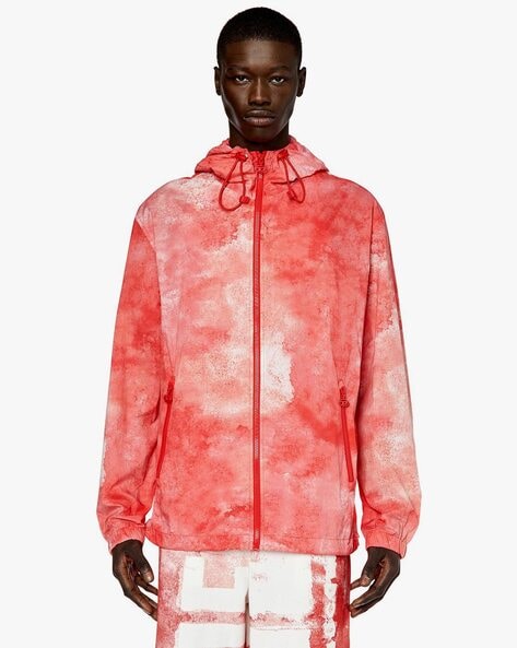 Buy DIESEL J-Warrett Logo Print Regular Fit Windbreaker, Red Color Men