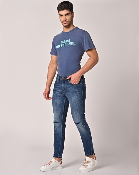 Knee ripped deals jeans mens