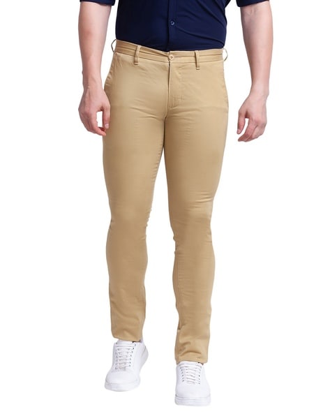 Buy Parx Men Black Low Rise Tapered Fit Solid Cotton Blend Trouser | Parx  Trouser online | Black