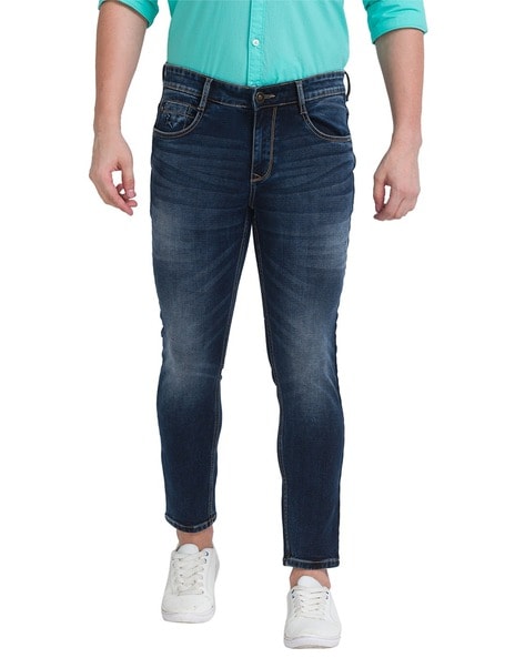 Mid-Wash Skinny Fit Jeans with Washwell