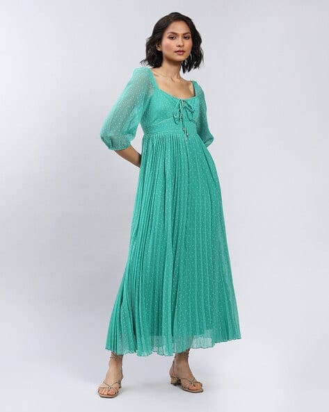 LABEL RITU KUMAR Swiss Dot A-Line Maxi Dress