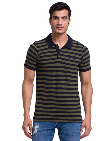PARX Regular Fit Striped Polo T-Shirt