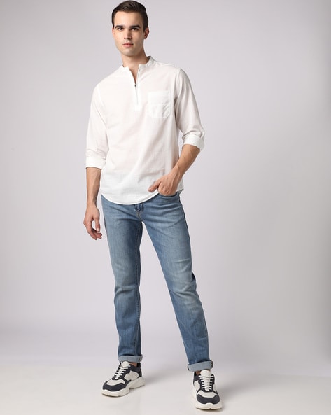 Buy white denim jeans shirt in India @ Limeroad