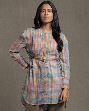 ritu kumar Checked Straight Kurti with Pintucks-picture-36