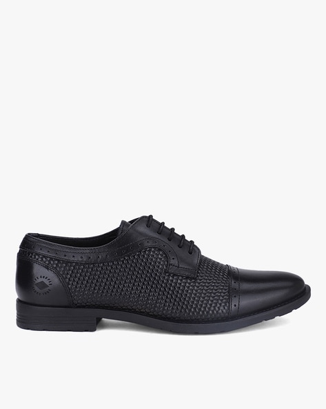 Men Patterned Cap-Toe Derby Shoes