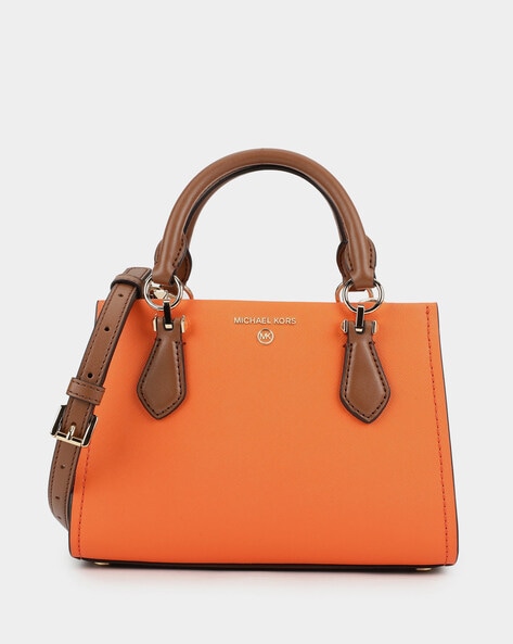 Buy Michael Kors Marilyn Small Colorblock Saffiano Leather Crossbody Bag, Orange & White Color Women