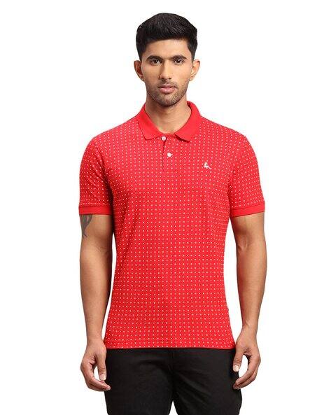 PARX Regular Fit Micro Print Polo T-Shirt