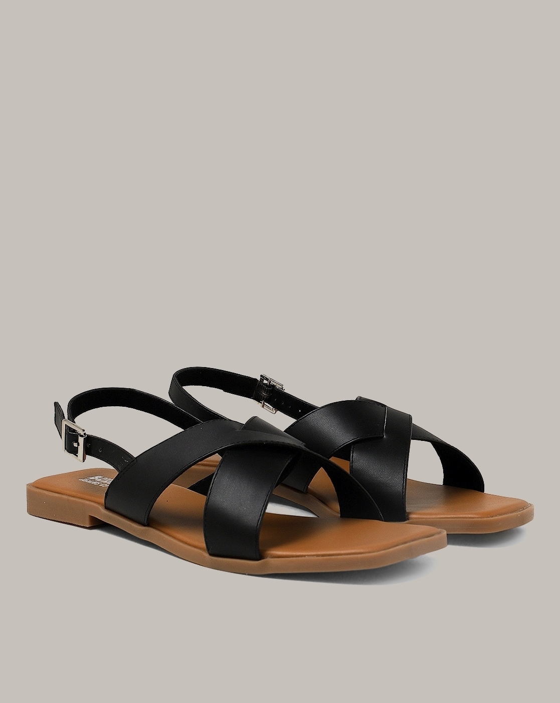 Monkstory Cork Cross-Strap Sandals - Brown and blue