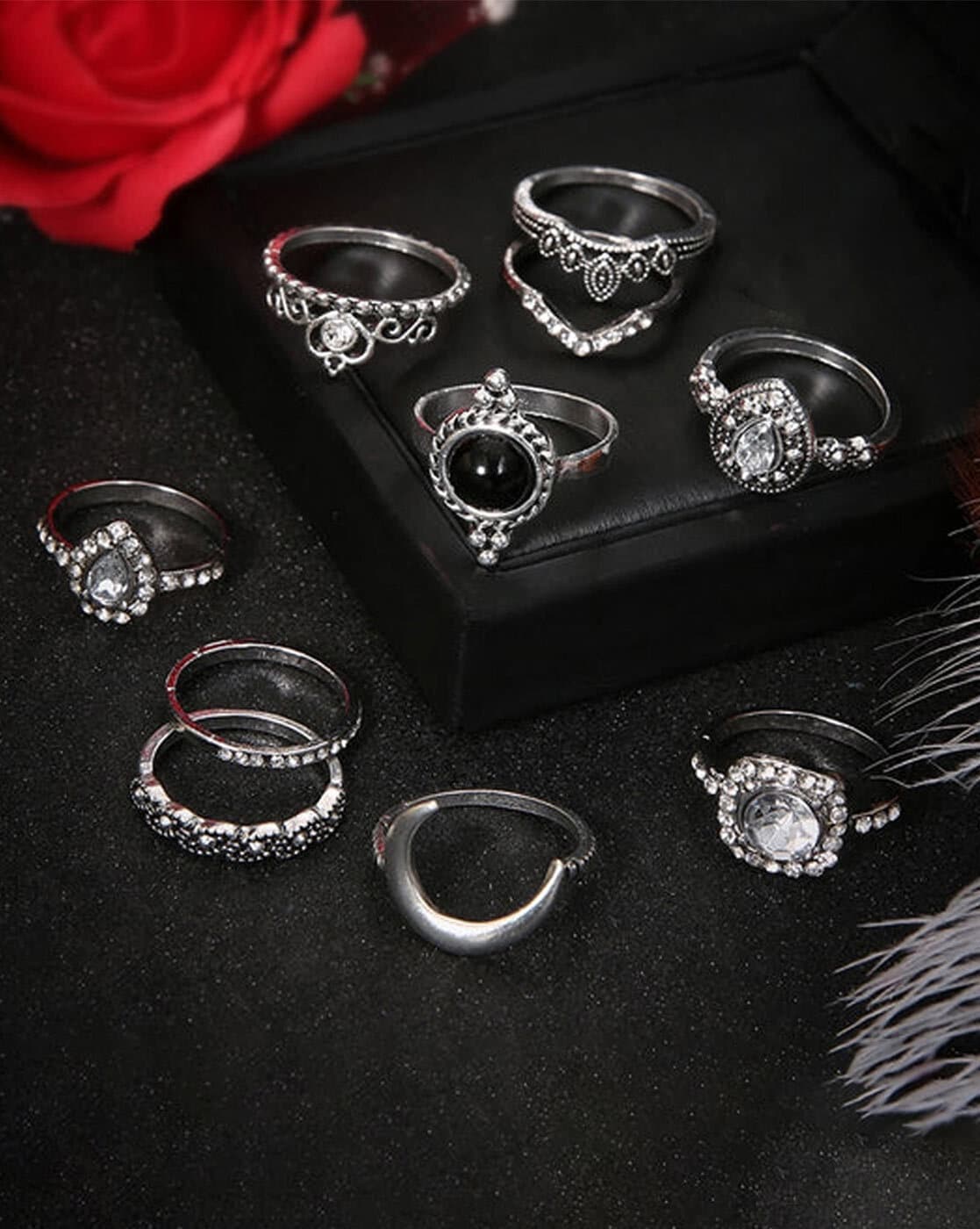 Boho Fashion Heart Twist Ring Set Woman Vintage Geometric Cross Finger  Knuckle Rings for Women 2022 Trendy Jewelry Gift