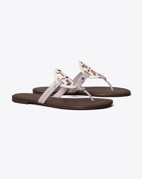 Buy Tory Burch Miller Patent Leather Sandals | Black Color Women | AJIO LUXE