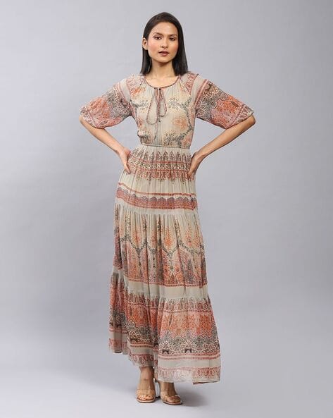 LABEL RITU KUMAR Printed Tiered Maxi Dress