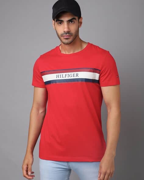 TOMMY HILFIGER Brand Print Slim Fit Crew-Neck T-Shirt