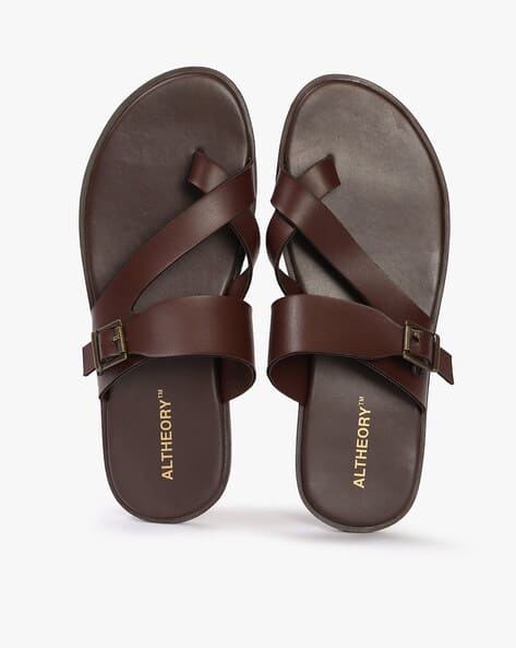 Men Criss-Cross Strap Sandals with Buckle Fastening