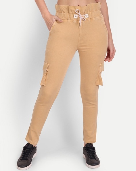 Buy Beige Track Pants for Women by ANGELFAB Online