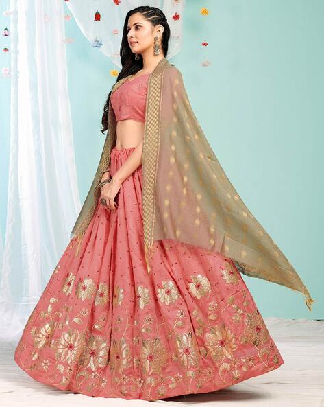 Designer Peach Lehenga Choli With Zari and Multiple Sequence Embroidery  Work for Woman Party Wear Lehenga Choli With Dupatta - Etsy
