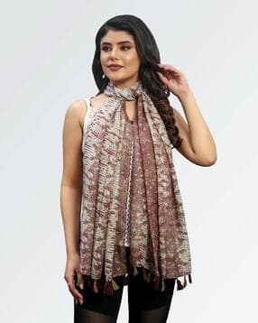 matchitt Women Printed Stole with Tassels-picture-10
