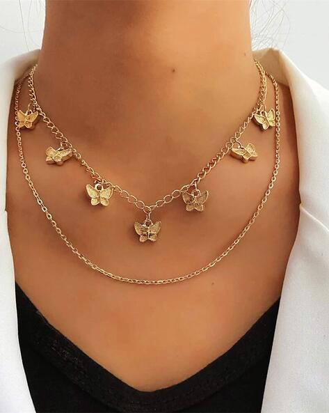 Buy KercisbeautySilver Gold Butterfly Necklace for Women Ladies Girls Gift  Her Jewelry Butterfly Choker Online at desertcartINDIA