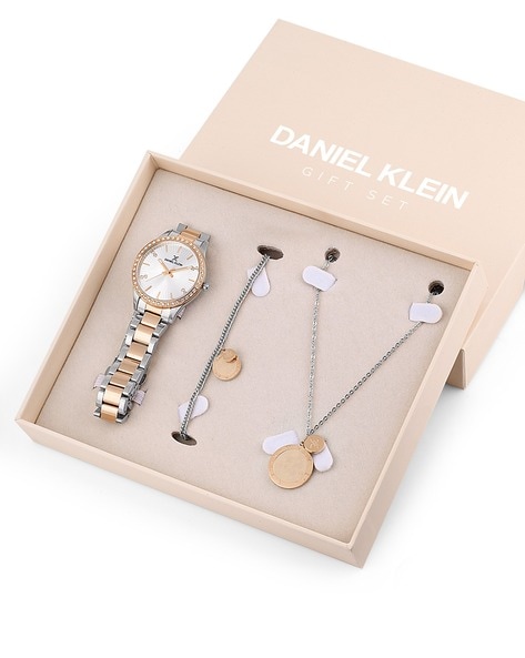 Daniel Klein Blue Dial Analog Gift Set Watch with Bracelet For Women (