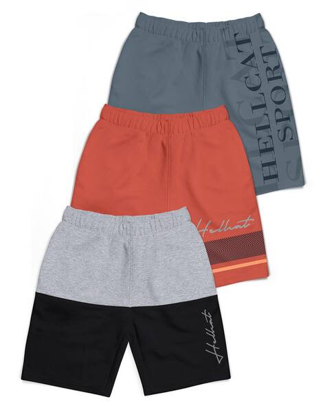 Hellcat Pack of 3 Colourblock Bermuda Shorts with Elasticated Waist