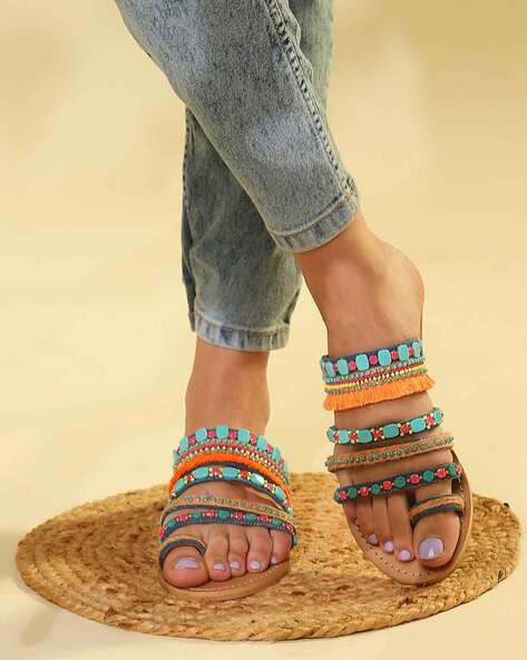 Buy Toe-Ring Ankle-Strap Flat Sandals Online at Best Prices in India -  JioMart.