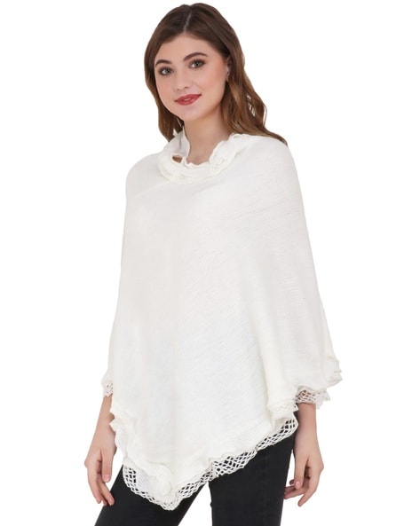 Hooded Poncho with Lace Hemline Price in India