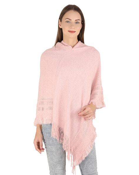 Hooded Poncho with Lace Hemline Price in India