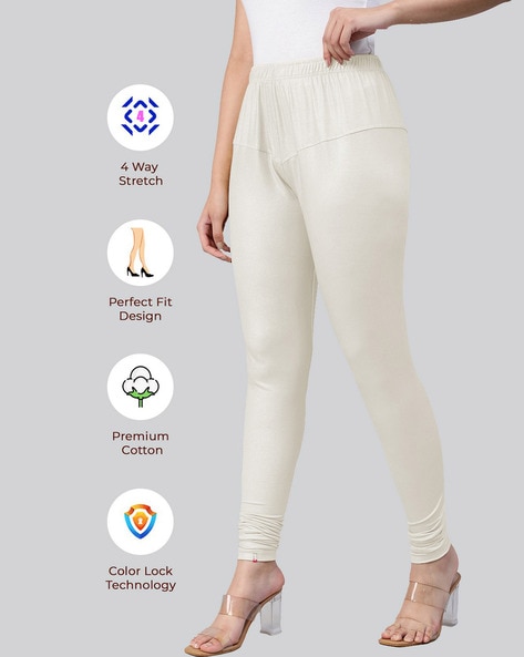 Buy Lyra Women Solid Premium Cotton Ankle Length Mid Waist Leggings Pink  online
