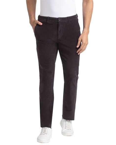 Buy ColorPlus Contemporary Fit Solid Dark Blue Trouser online