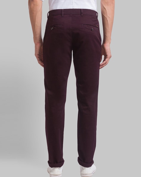 dark red trousers