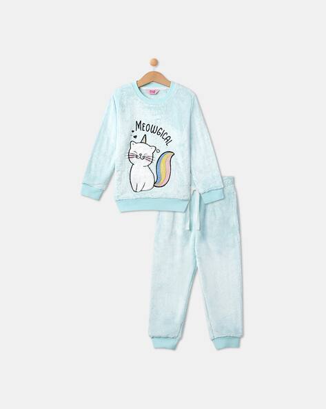 Buy Blue Nightsuit Sets for Girls by R&B Online | Ajio.com