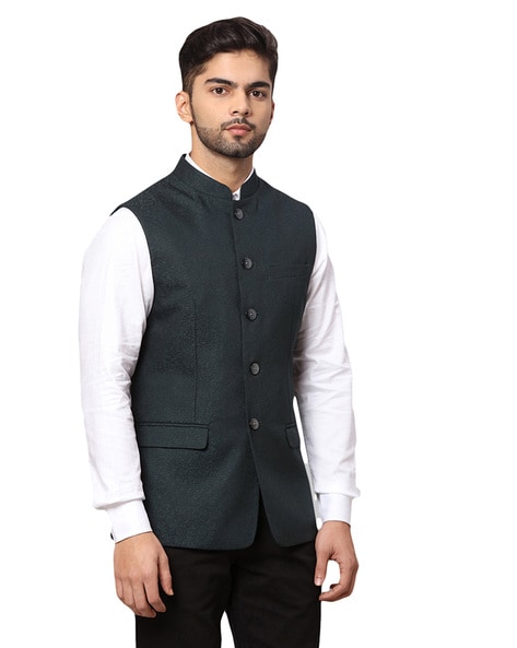 Buy Black Quilted Nehru Jacket Online for men by BALANCE BY ROHIT BAL -  3992347