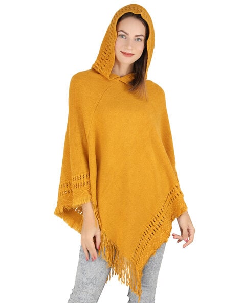 Hooded Poncho with Lace Hemline Price in India