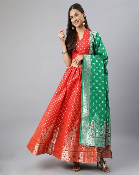 Buy Navy Blue Patola Printed Silk Lehenga Choli From Ethnic Plus