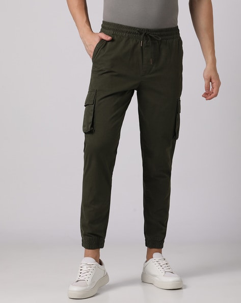 Slim Fit Olive Green Cargo Pant - Biiba Fashion