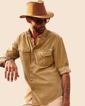 mustard button up