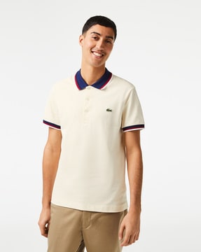 lacoste contrast collar polo shirt