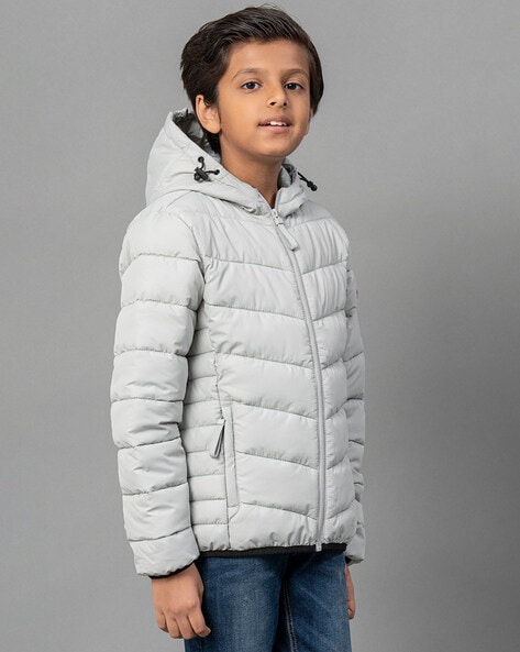 Gas Kids Boys Grey Color Block Quilted Jacket