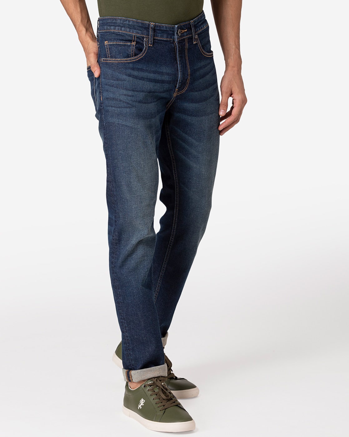 Men Mid-Wash Slim Fit Jeans