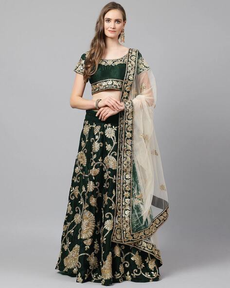 Incredible Green Organza Wedding Lehenga Choli with Dupatta -Inddus. –  Inddus.com