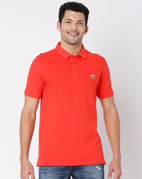 SPYKAR Slim Fit Polo T-Shirt with Ribbed Hems
