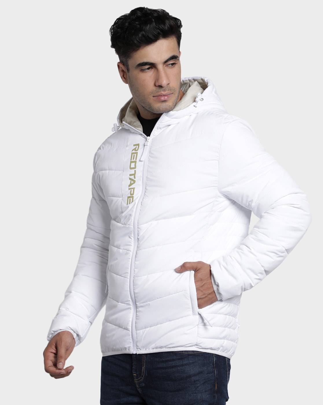 Buy Red Tape White Regular Fit Hooded Padded Jacket for Men's Online @ Tata  CLiQ