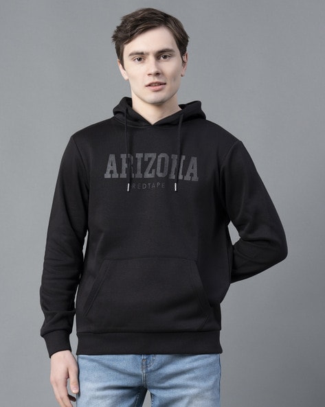 Typographic Print Hoodie with Kangaroo Pocket