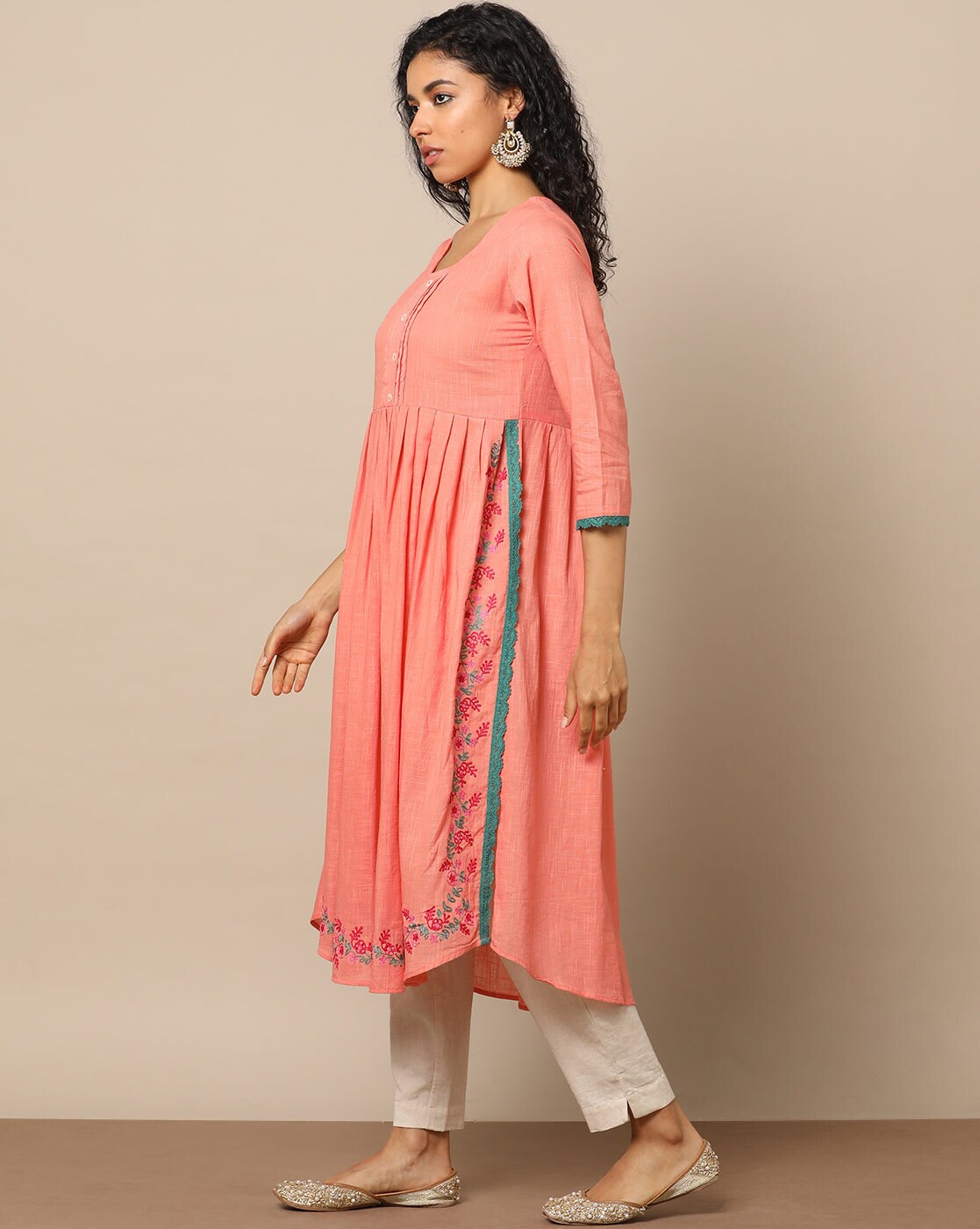 Cotton Solid Kurta in Peach in 2024 | Kurta designs women, Kurta designs,  Kurta neck design