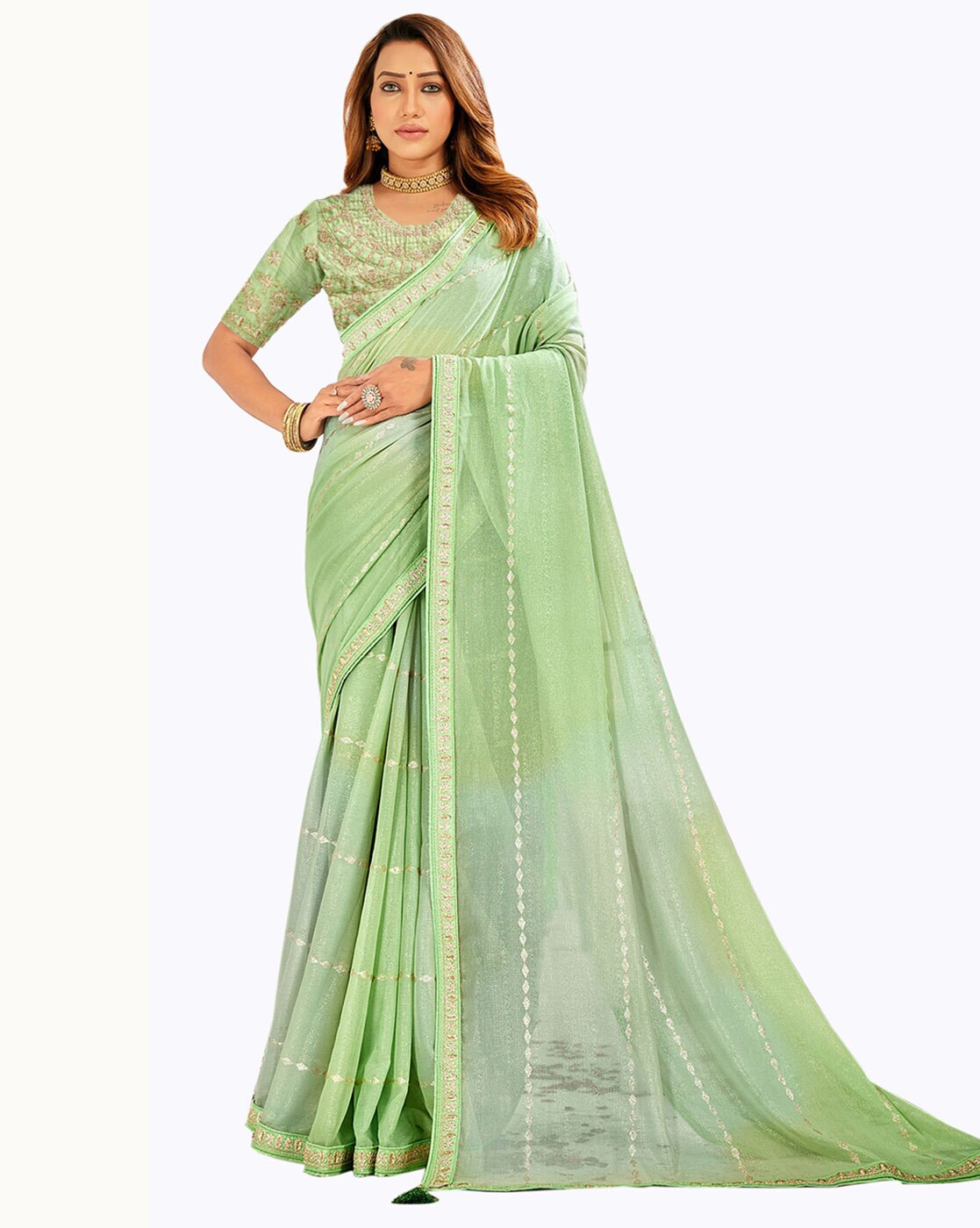 Buy Green Sarees for Women by TIKHI IMLI Online | Ajio.com